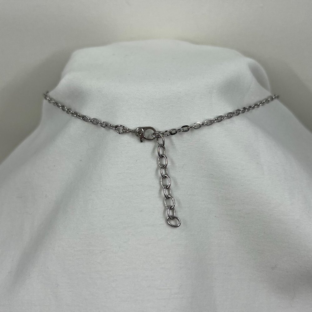 Silver Toned 18” Necklace with Blue Beading - Picture 3 of 4